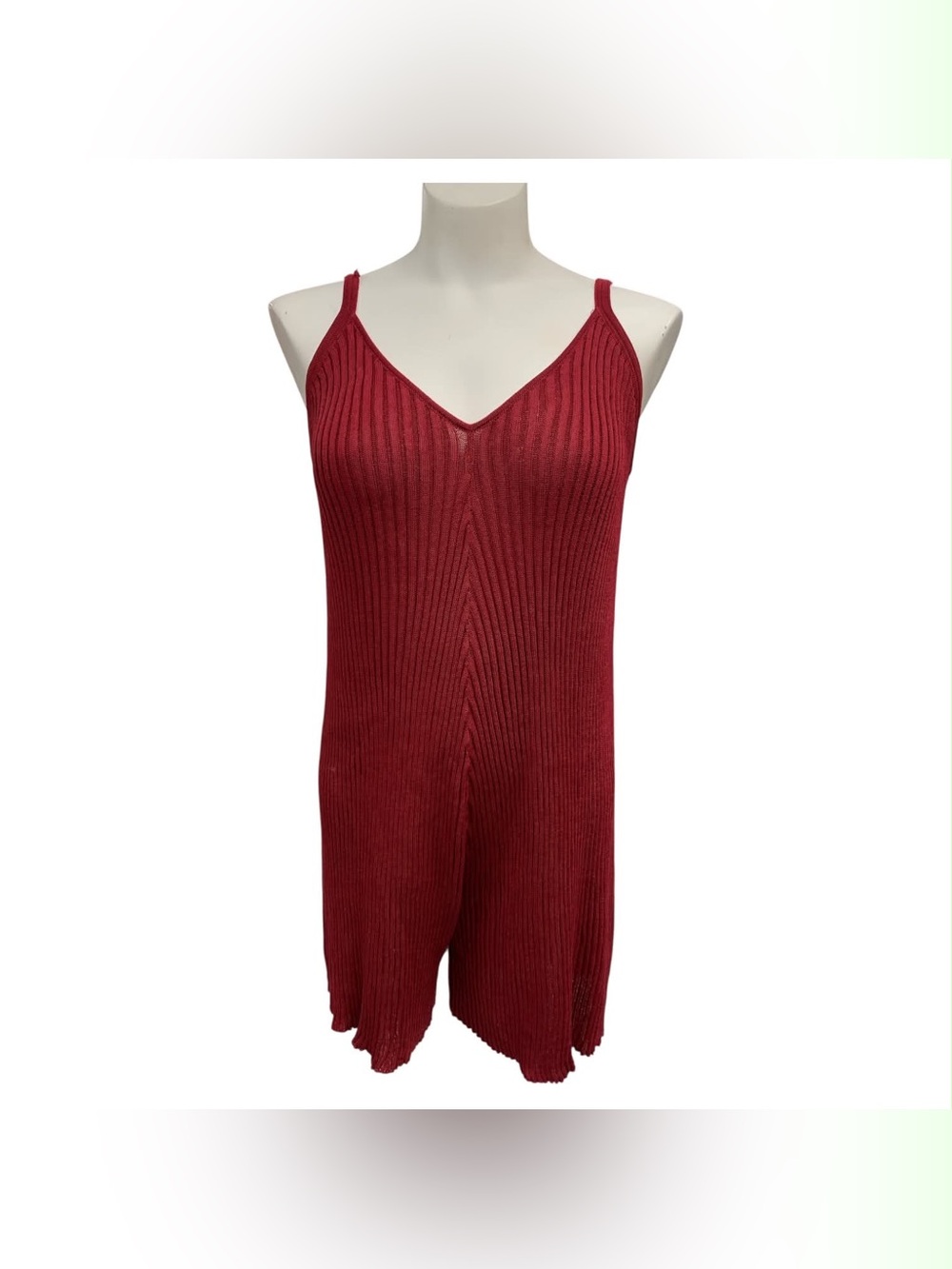 DAVI & DANI NWT Ribbed V-Neck Sleeveless Romper in Wine Red Size M